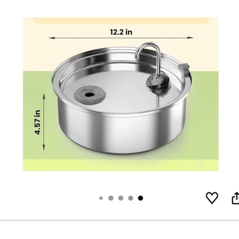 Stainless Steel Automatic Pet Water Fountain 360° Design Complete with Pump 7L